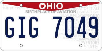 OH license plate GIG7049