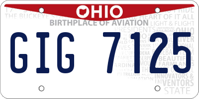 OH license plate GIG7125