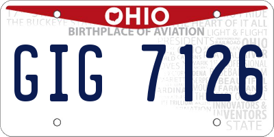 OH license plate GIG7126