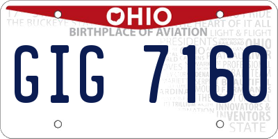 OH license plate GIG7160