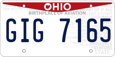 OH license plate GIG7165