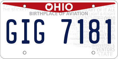 OH license plate GIG7181