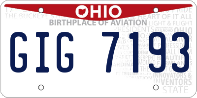 OH license plate GIG7193