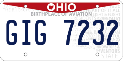 OH license plate GIG7232