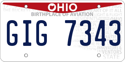 OH license plate GIG7343