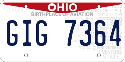 OH license plate GIG7364