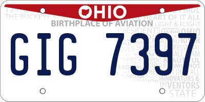 OH license plate GIG7397