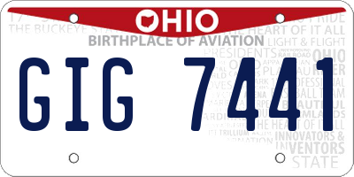 OH license plate GIG7441