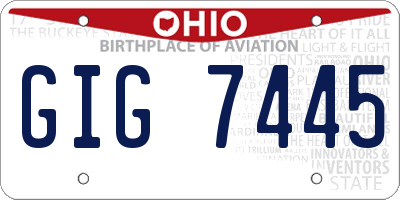 OH license plate GIG7445