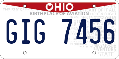 OH license plate GIG7456