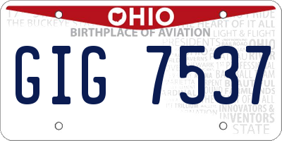 OH license plate GIG7537