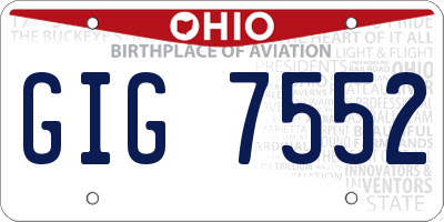 OH license plate GIG7552