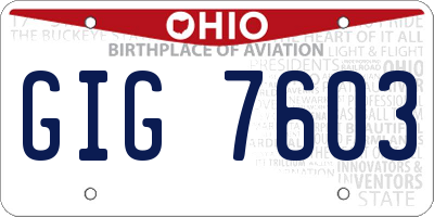 OH license plate GIG7603