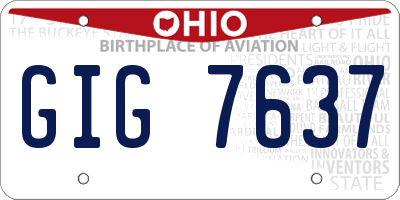 OH license plate GIG7637