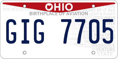 OH license plate GIG7705