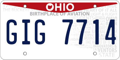 OH license plate GIG7714