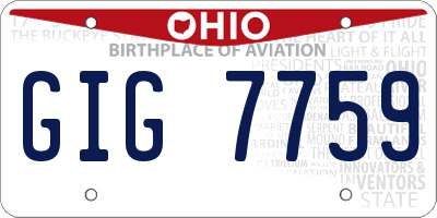 OH license plate GIG7759