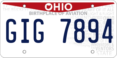 OH license plate GIG7894