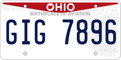 OH license plate GIG7896