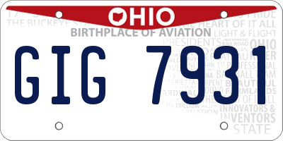 OH license plate GIG7931