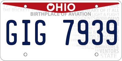 OH license plate GIG7939
