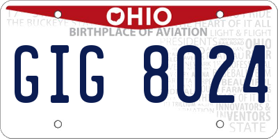 OH license plate GIG8024