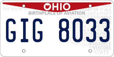 OH license plate GIG8033