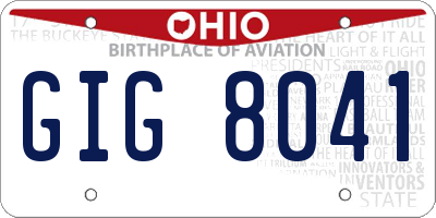 OH license plate GIG8041