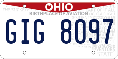 OH license plate GIG8097