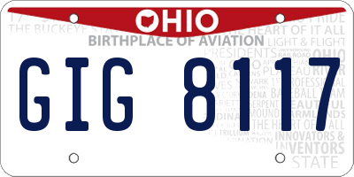 OH license plate GIG8117