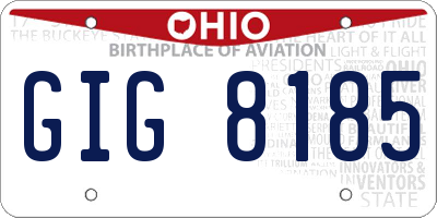 OH license plate GIG8185