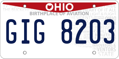 OH license plate GIG8203