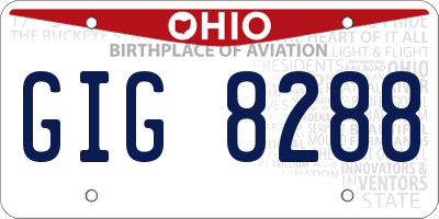 OH license plate GIG8288