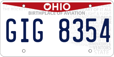 OH license plate GIG8354