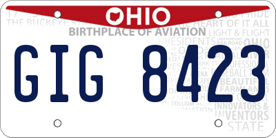 OH license plate GIG8423