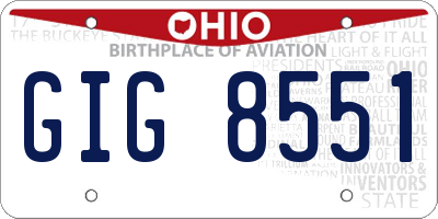 OH license plate GIG8551