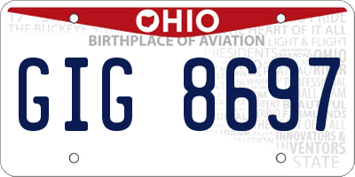 OH license plate GIG8697