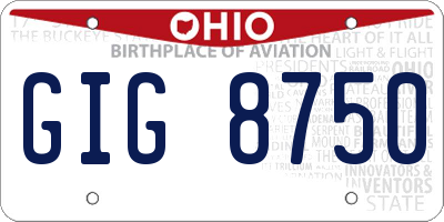 OH license plate GIG8750