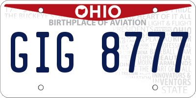 OH license plate GIG8777