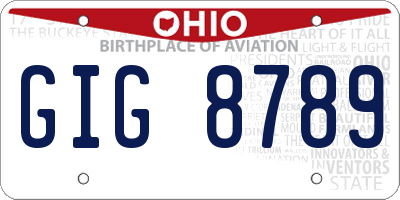 OH license plate GIG8789