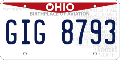 OH license plate GIG8793