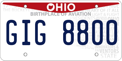 OH license plate GIG8800