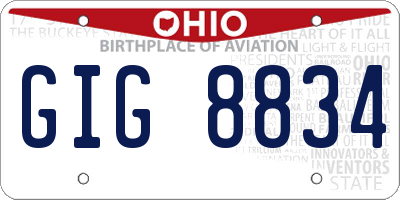 OH license plate GIG8834