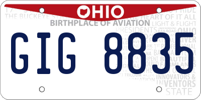 OH license plate GIG8835