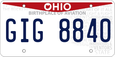 OH license plate GIG8840