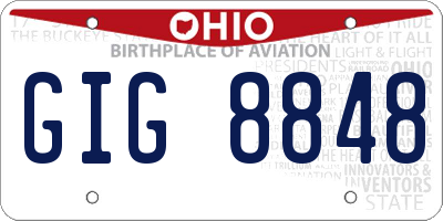 OH license plate GIG8848