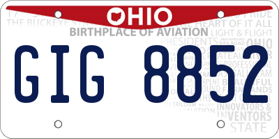 OH license plate GIG8852