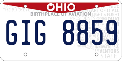 OH license plate GIG8859