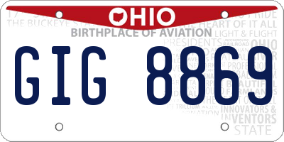 OH license plate GIG8869