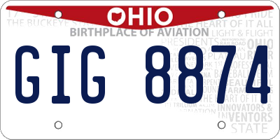 OH license plate GIG8874